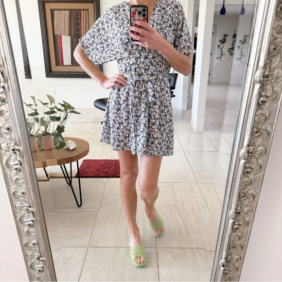 Flower Print Summer Mini Flare Dress Size M - Picture 4 of 13